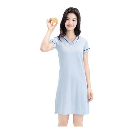 纯棉短袖睡裙夏季女款带胸垫一体可外穿孕妇睡衣高级感大码家居裙