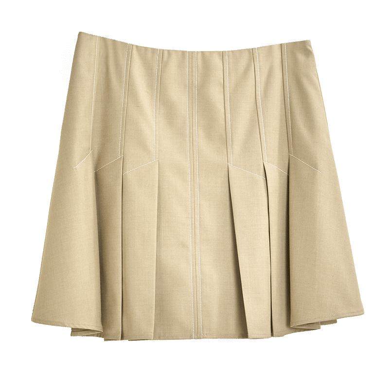 ELLE设计感百褶高腰A字半身裙女2025夏装新款小个子气质显瘦