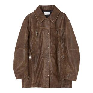 街头风随性做旧皮衣外套女010HAK30 美式 0301 春季 moussy
