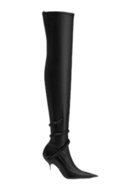 【新年折扣】RENE CAOVILLA CLEO系列水钻黑色过膝女士高跟靴子