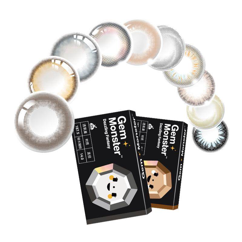 琦洛丽硅水凝胶美瞳月抛2片GemMonster彩色隐形眼镜明基官方正品