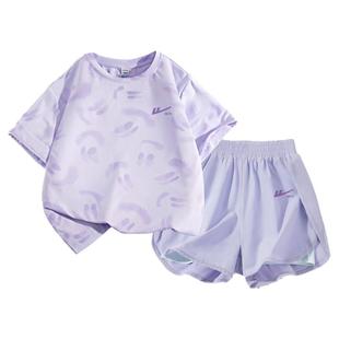 薄款 衣服 2025新款 回力童裝 兒童夏季 大童涼感夏裝 女童運(yùn)動(dòng)套裝 短袖