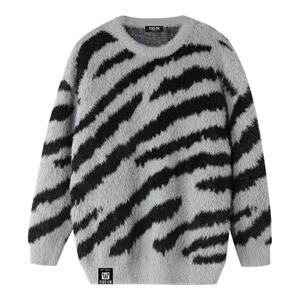 it :5cm/FIVECM水貂毛斑马纹长袖圆领毛衣男款2026新款秋宽松上衣