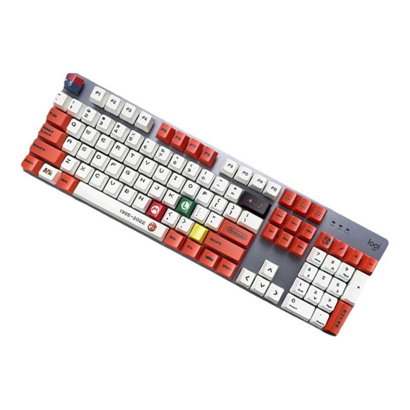 罗技K845有线机械键盘马里奥高达定制键帽G102鼠标游戏带背光