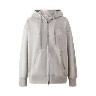 连帽拉链宽松外套冬季 Eland衣恋卫衣女时尚 新款 100%棉