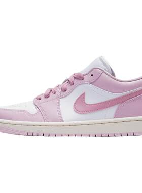 耐克女鞋2026秋季新款粉色AJ1板鞋NIKE正品运动休闲鞋DC0774-607