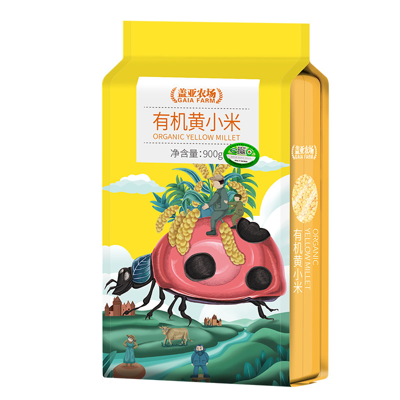 盖亚农场 有机黄小米新1.8斤袋装敖汉k1黄金苗优质米油小米粥杂粮