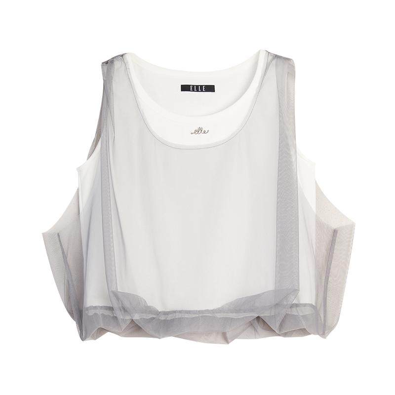 ELLE法式慵懒感吊带背心女2025夏季新款撞色显瘦休闲通勤内搭
