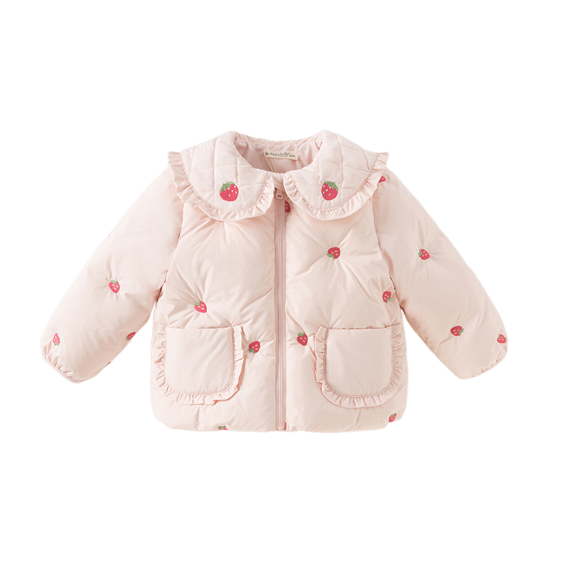 戴维贝拉女童短款抗菌绒羽绒服