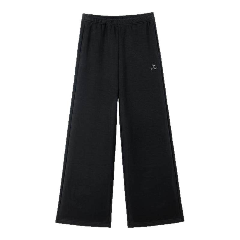 骆驼漫游运动裤女长裤子香蕉阔腿裤直筒休闲针织棉感宽松弯刀卫裤