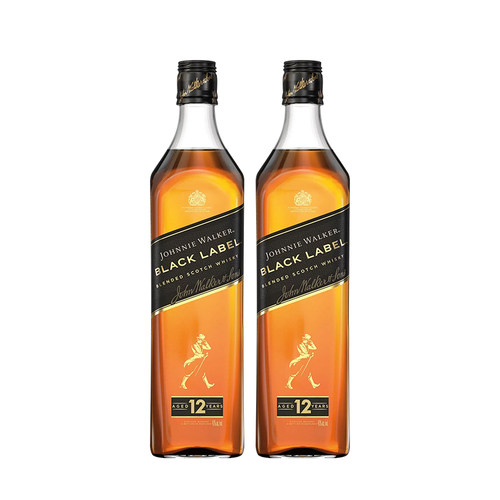 Johnnie Walker尊尼获加12年黑牌1000ml*2瓶苏格兰威士忌进口洋酒