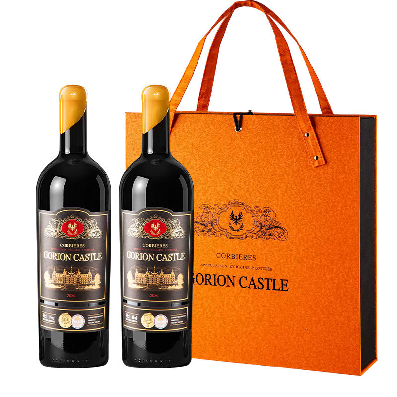 法国进口高端正品红酒礼盒2支14度AOP干红葡萄酒正品双支赠酒杯