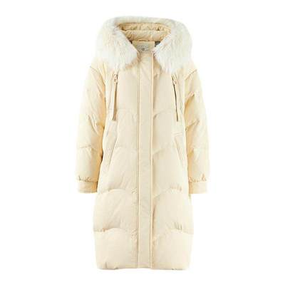 秋水伊人长款连帽羽绒服