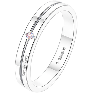 999纯银男士戒指情侣对戒莫桑钻婚戒闭口钻戒男情人节礼物送男友