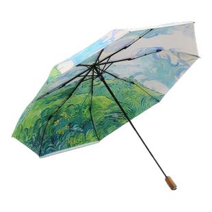 天堂伞双层遮阳复古印花防晒防紫外线太阳伞折叠便携晴雨伞女两用