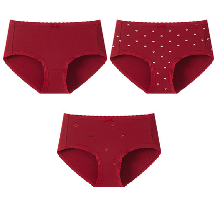 顶瓜瓜本命年红内裤女A类10A抑菌女士中高腰短裤头喜庆中国红内裤