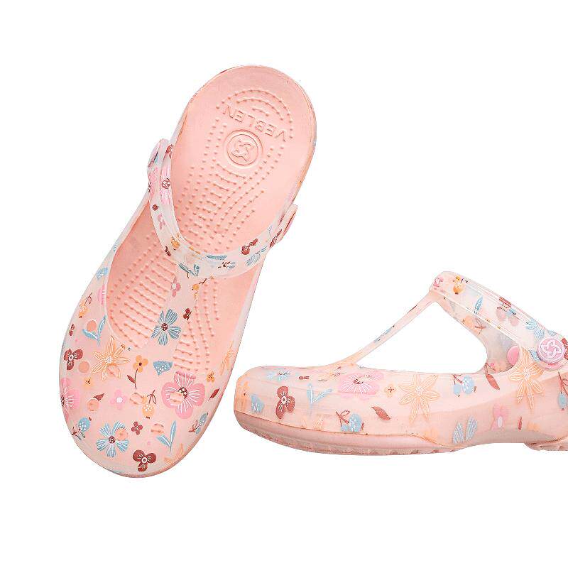 VEBLEN洞洞鞋夏季女款2026新款软底防滑凉鞋女士厚底半包头拖鞋