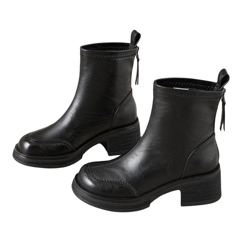 exull/依思Q2025秋季新款短靴女厚底增高英伦风马丁靴粗跟瘦瘦靴