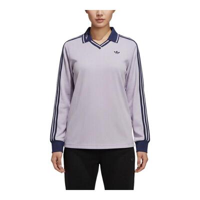 adidas阿迪达斯三叶草三条纹V领针织衫运动长袖POLO衫女装 KY5733