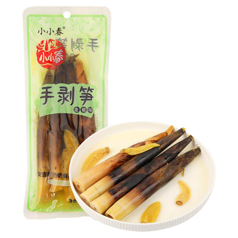 小小春安吉特产即食老汤泡椒味手剥笋尖脆笋嫩竹笋泡椒冬笋尖零食