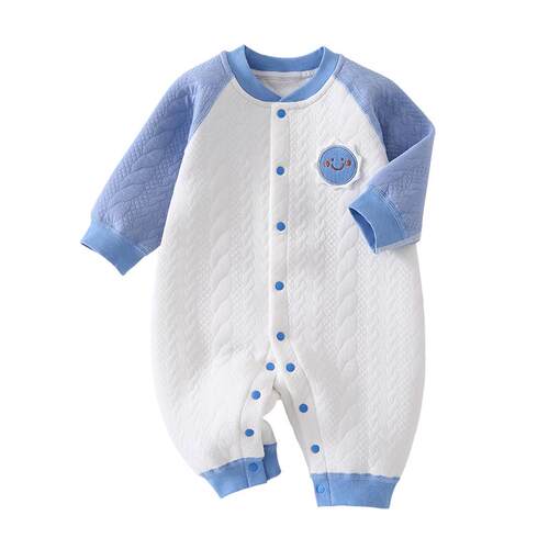 贝贝怡婴幼儿保暖冬季连体衣加厚新生宝宝长袖爬爬服无骨纯棉哈衣
