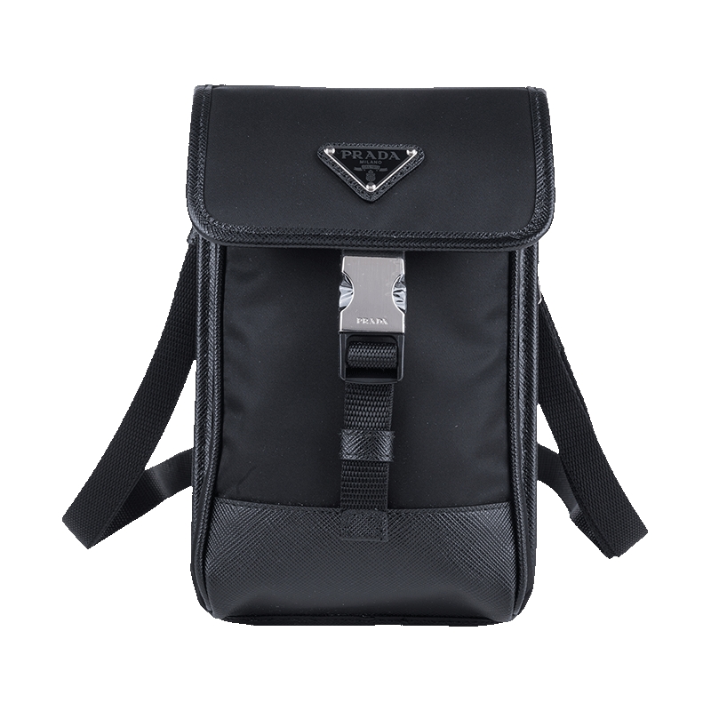 普拉达三角标logo斜挎手机包男