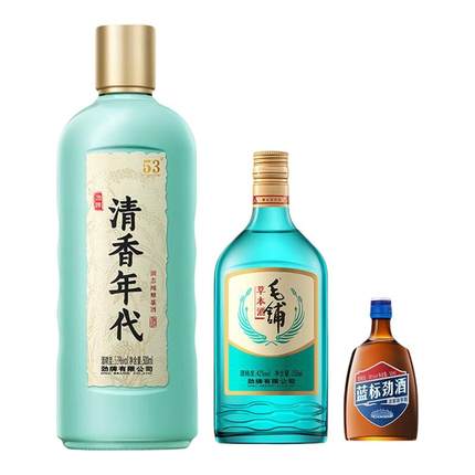 【官方组合】劲牌清香年代酒53度毛铺绿荞258ml42度草本白酒基酒