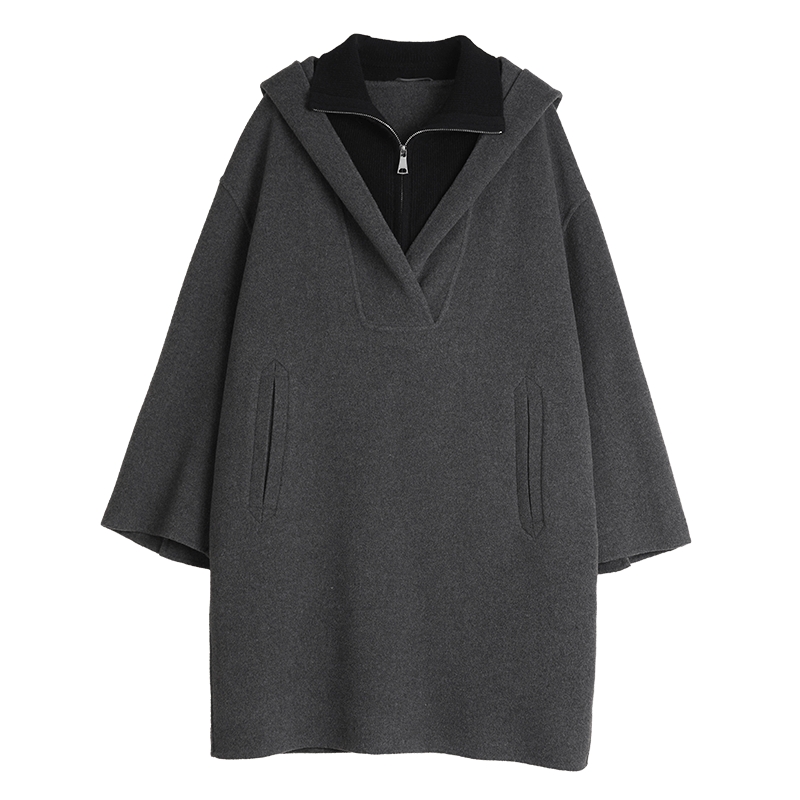 绵羊毛混纺双面呢大衣ELLE