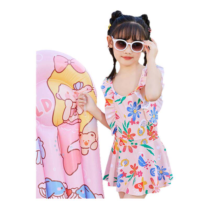 贝贝怡儿童泳衣女孩连体新款女童中大童初中学生保守游泳训练泳装