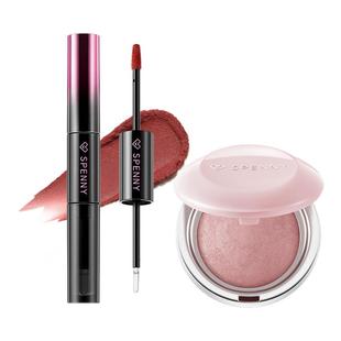 【热卖组合】诗佩妮双头唇釉镜面水光+烤粉柔雾腮红自然好气色