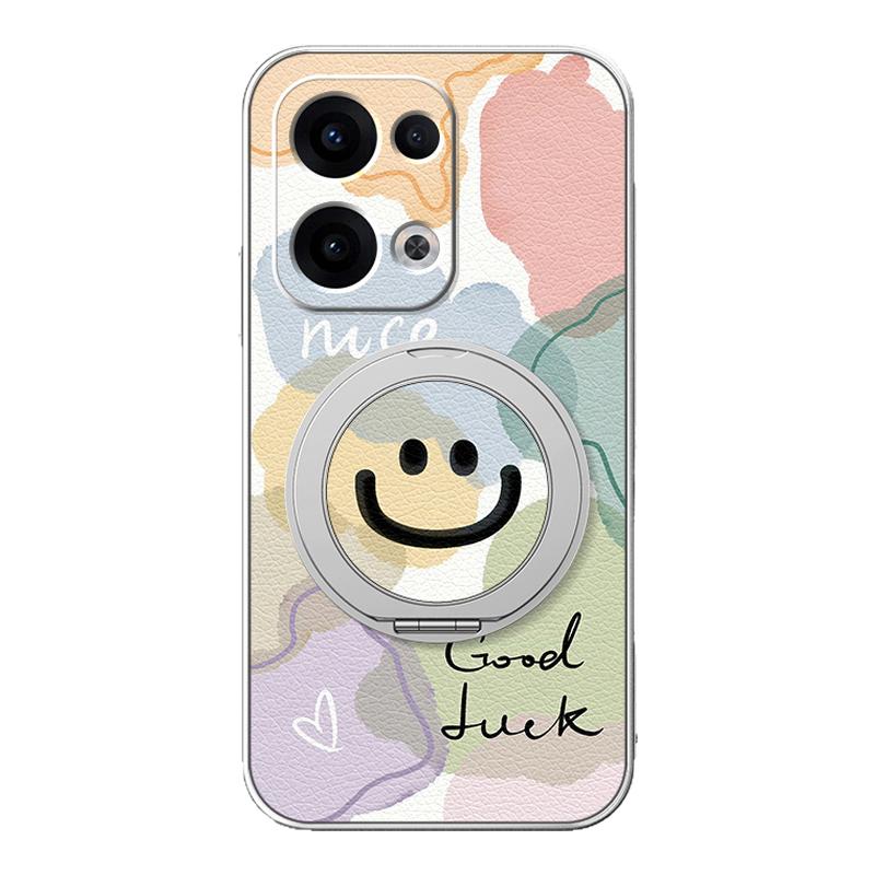 适用opporeno15手机壳reno14pro保护套reno13/12新款reno10pro+磁吸旋转支架11女男款可爱小羊皮防摔卡通笑脸