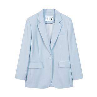 果茶西LILY2025宽肩直身休闲通勤易打理西装 外套女精致高级感