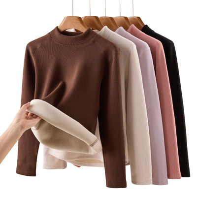 芬腾半高领修身保暖打底衫女