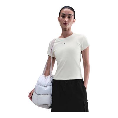 NIKE耐克女短袖26夏新款白色罗纹修身短款圆领运动T恤HV4995-133