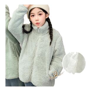 贝贝怡儿童外套珊瑚绒女童毛毛绒抓绒大童摇粒绒宝宝秋冬加绒上衣