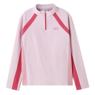 安奈儿童装男女童中领长袖针织衫抓绒2025冬仿德绒上衣保暖户外