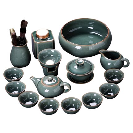 哥窑功夫茶具套装中式2026新款家用泡茶壶办公室泡茶神器高档轻奢