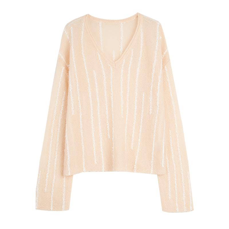 ELLE绵羊毛V领长袖针织衫