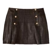末7折SANDRO2025秋冬新款 女装 法式 季 复古金属扣A字做旧短款 皮裙