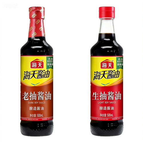 海天生抽老抽酱油500ml瓶装酿造酱油上色提亮家用料酒提鲜炒菜