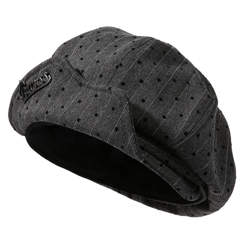 CACUSS复古波点贝雷帽子女春夏时尚大帽面报童帽显脸小八角画家帽