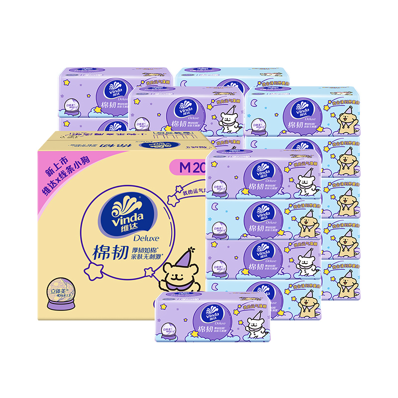 维达棉韧线条小狗100抽M码餐巾纸