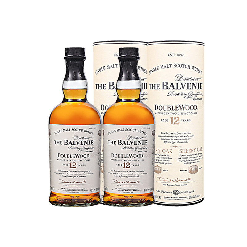 Balvenie/百富12年双桶700ML*2瓶装苏格兰单一麦芽威士忌进口洋酒
