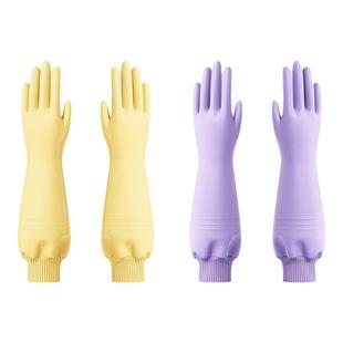 居丽亚洗碗手套防水耐用厨房家务洗衣服胶皮橡胶加厚加绒保暖清洁