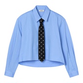 衬衫 季 女装 棉质拆卸领压褶袖 末7折SANDRO博主同款 2025秋冬新款