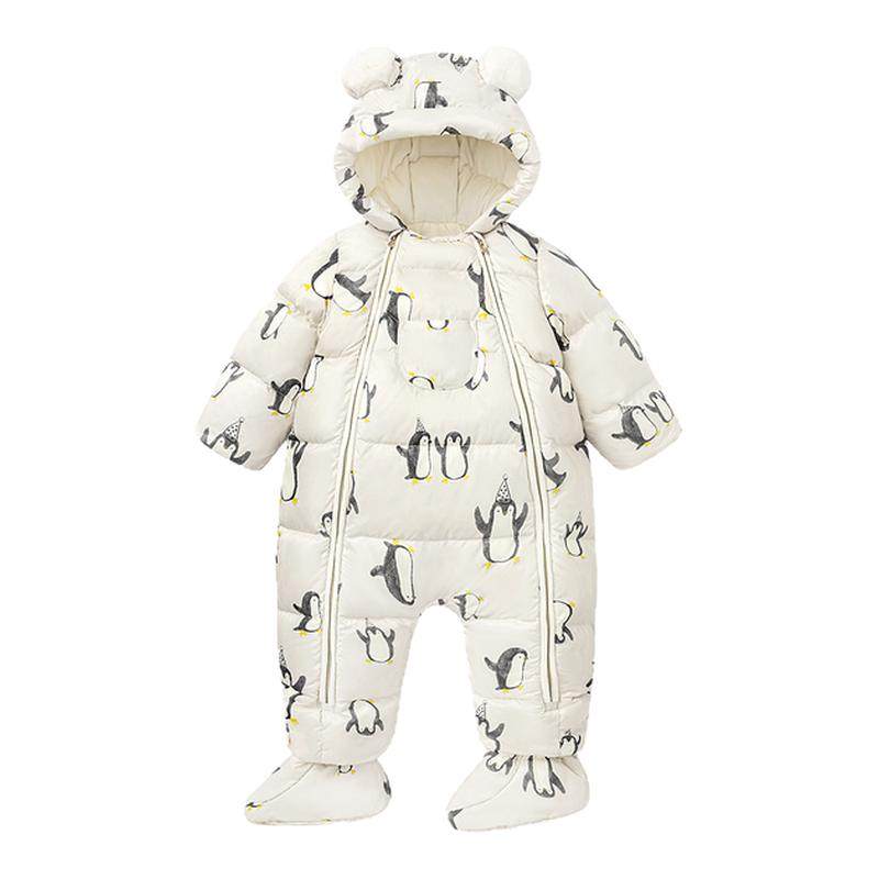 【真心绒】迷你巴拉男女童宝宝双开拉链鹅绒护肚脚套羽绒连体衣冬