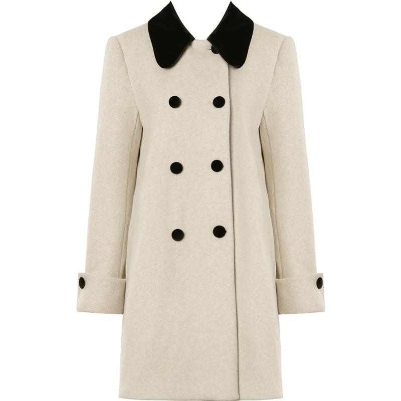 DPLAY娃娃领正肩呢子大衣