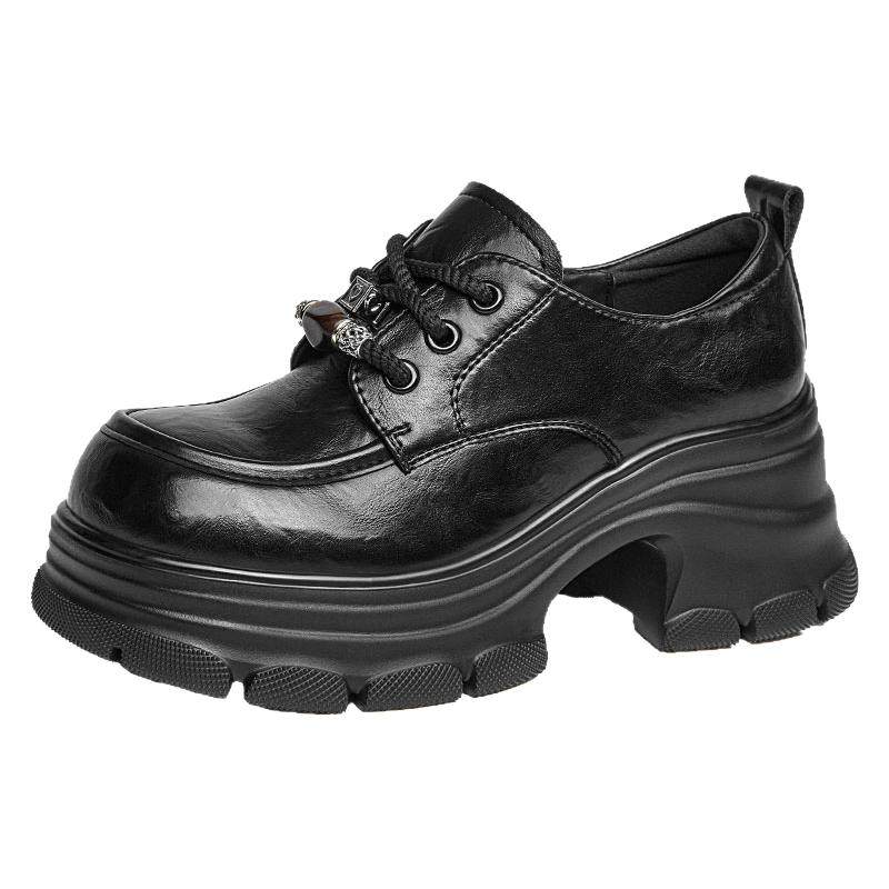 戈美其厚底乐福鞋女2026年春季新款英伦风增高单鞋大头黑色小皮鞋,女鞋,乐福鞋（豆豆鞋）,淘宝优惠券,粉丝福利购,淘宝优惠卷