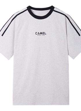 骆驼男装美式复古短袖t恤男2026春夏新款速干运动圆领半袖体恤