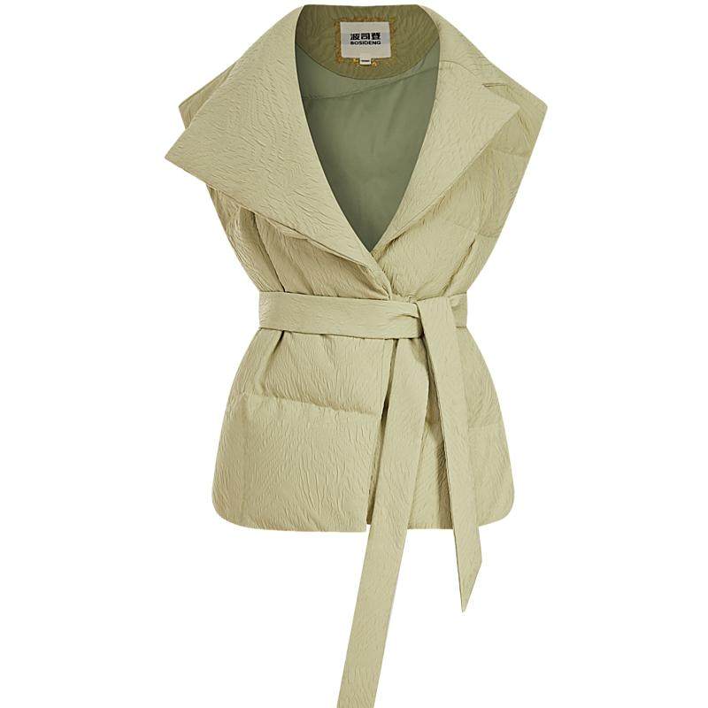 【鹅绒】波司登奥莱短款厚羽绒服马甲女收腰气质商务西装领背心